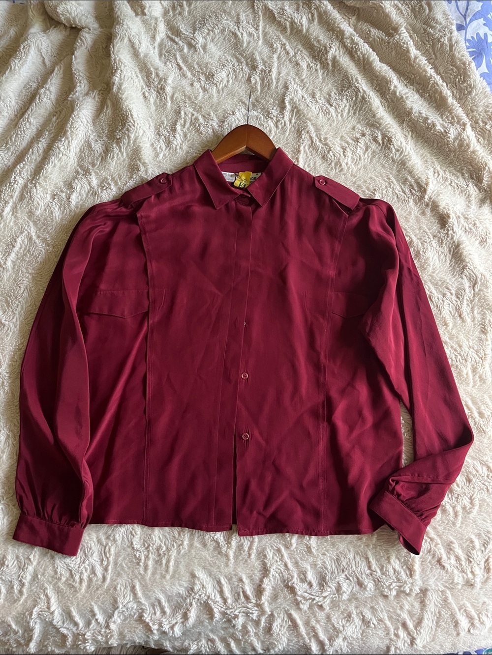 vintage Kenar 100% silk blouse in a rich burgundy  Size 10